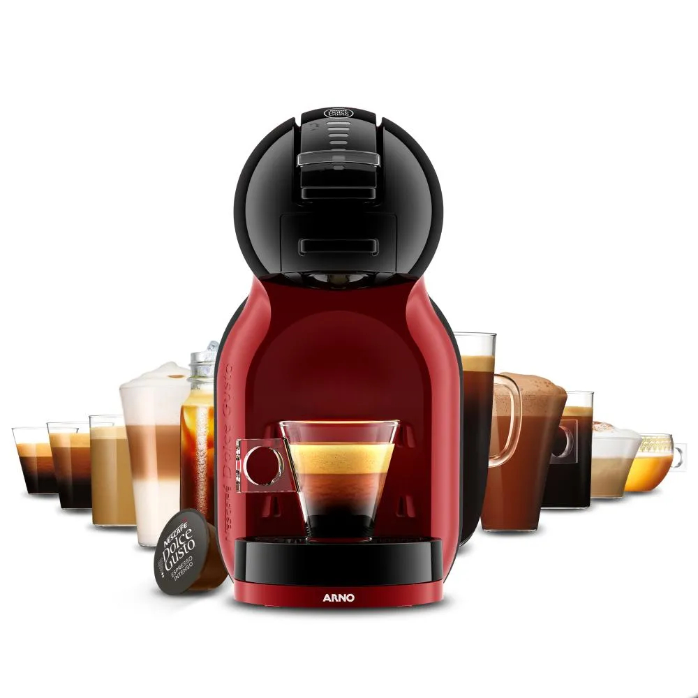 Imagem Cafeteira Dolce Gusto Nescafé Arno Mini Me para Cápsulas Automática - Vermelha e Preta 110V