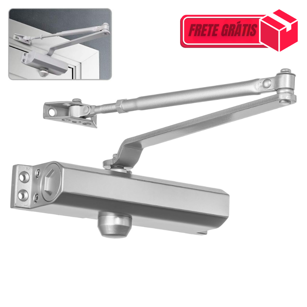 Mola Aérea Para Fechar Porta  Portão  65kgs Madeira Alumínio Vidro Universal Fechador Hidraulico Amortecedor Ferro Inox