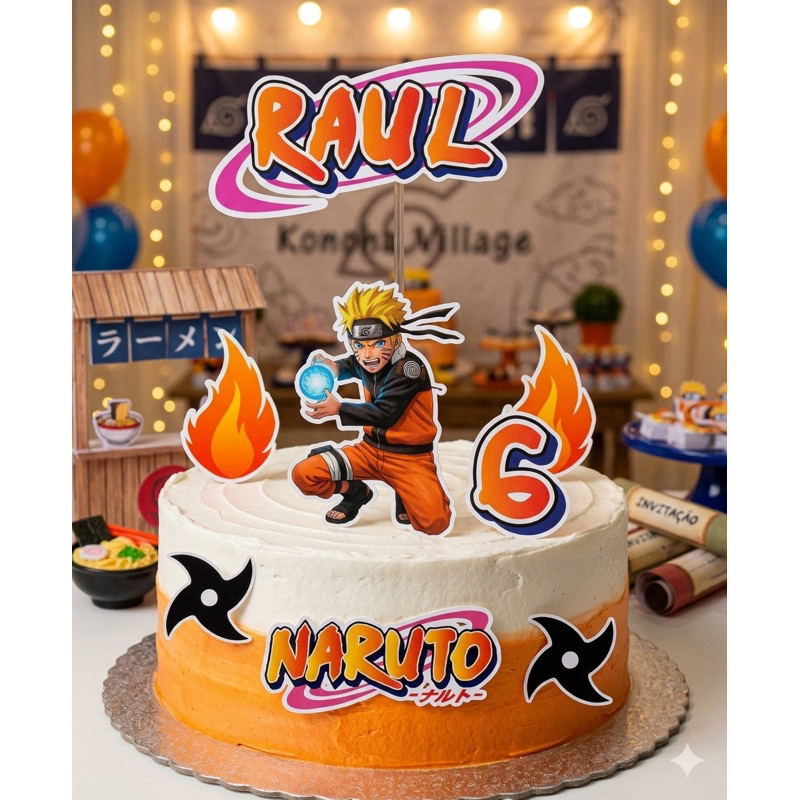 Topo De Bolo Personalizado Tema Naruto- Topper Naruto