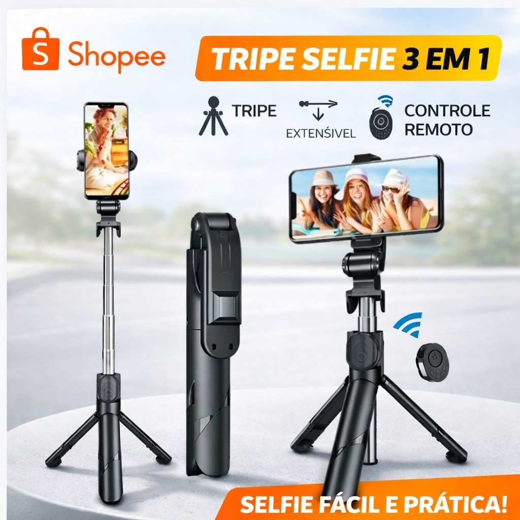 Bastão Pau de selfie Tripé Retrátil 170cm Com Luz LED Controle Bluetooth Celular Rotação de 360° para Live/Foto-Hy-R1700 em Oferta na Shopee