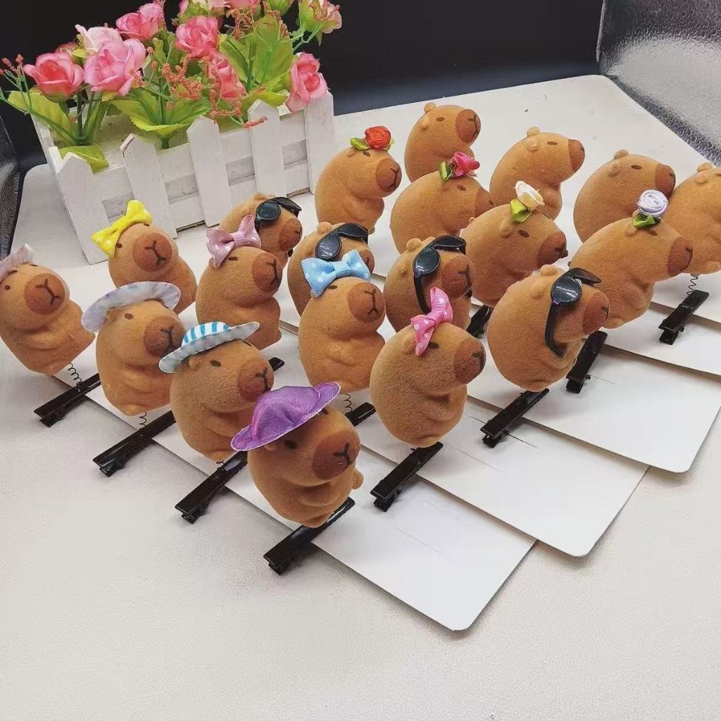 Kit 3/5/8 Peças Capivara 3D Grampos de Cabelo - Bico de Pato | Acessórios Fofos para Cabelo Infantil