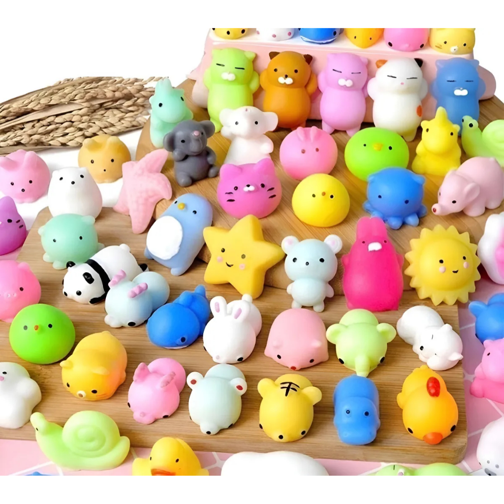 KIT COM 20/30/50 Peças Bichinhos Mochi Macio De Apertar Alivio Estresse Fidget