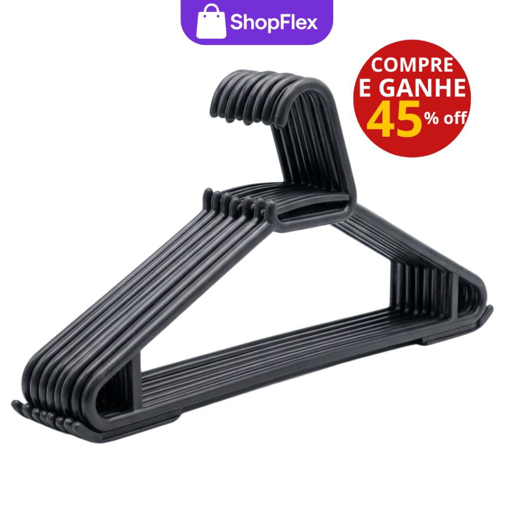 60 Cabides para Roupas Resistente Adulto Reforçado de Plástico Redondo Kit Linha premium