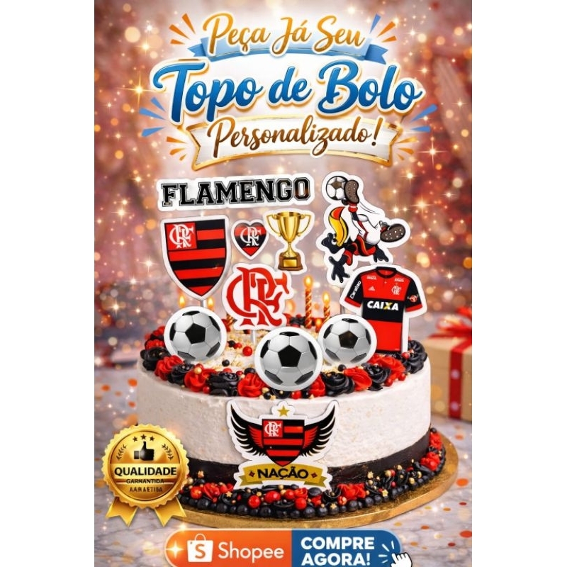 Topo de Bolo Flamengo Personalizado