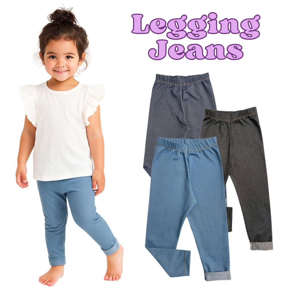 Calça Legging Jeans Cotton Infantil Juvenil Menina Tamanho 1 ao 16