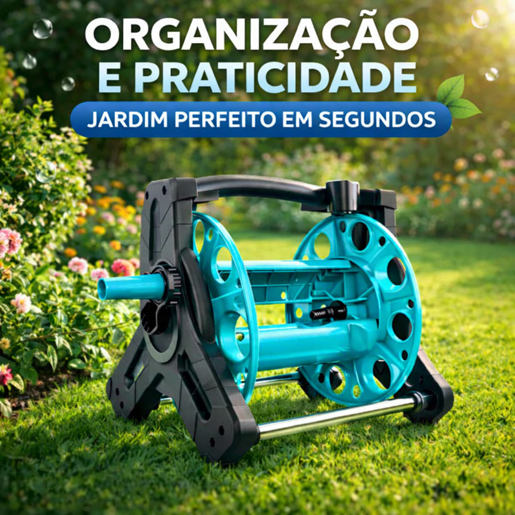Enrolador Suporte de Mangueira Até 30M Pórtatil Jardim Irrigação Giratório - Oferta