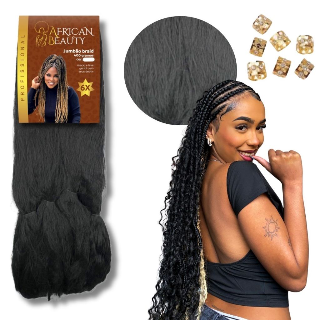 Cabelo Jumbo Braid 400g Jumbão Afro Tranças Gypsy Braid Goddess Box braid African Beauty
