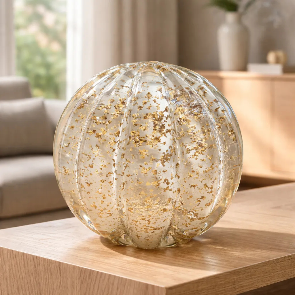 Esfera Murano Branca com Dourado - Tamanho P (8 x 8 cm) em Oferta na Shopee