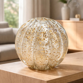 Esfera Murano Branca com Dourado - Tamanho P (8 x 8 cm) em Oferta na Shopee