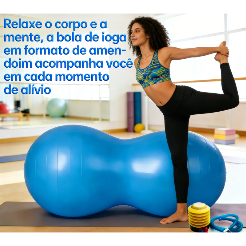Bola Pilates Feijão 90x40 cm Resistente | Inclui Bomba de Enchimento