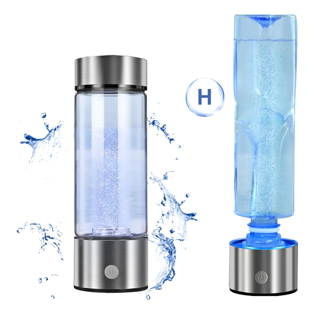 Garrafa Água Geradora De Hidrogênio Molecular H2 420ml Vidro Prateado 127/220v