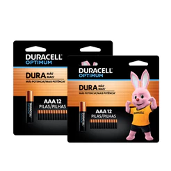 Kit Duracell Com 24 Pilhas Optimum AAA Palito