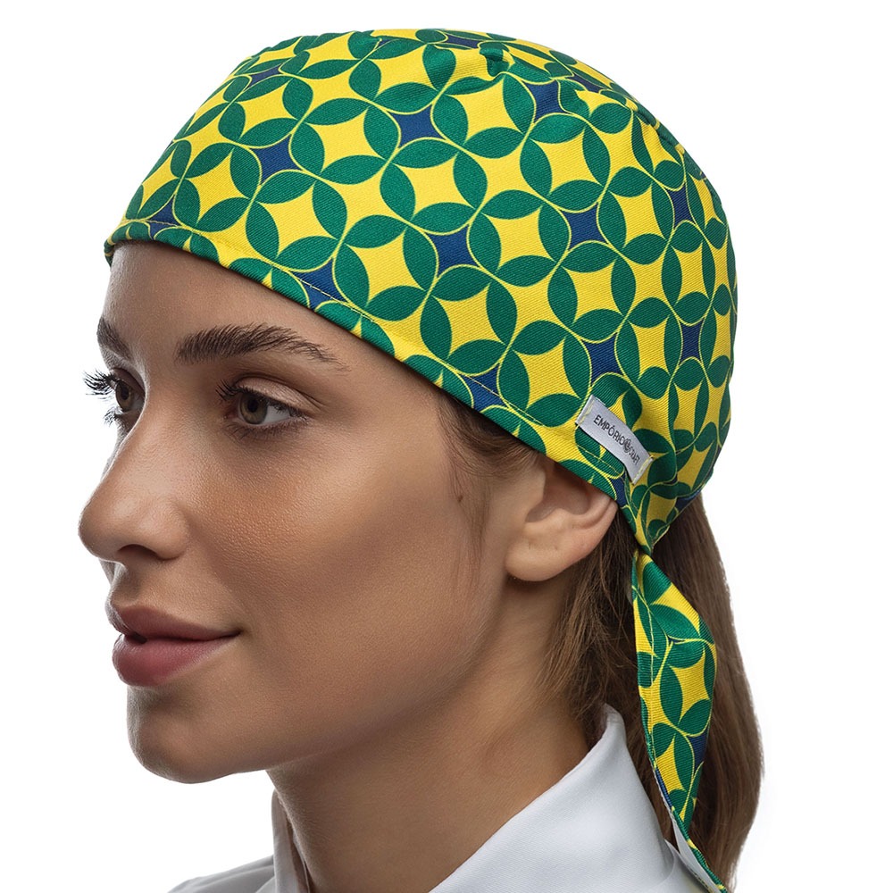 Touca Cirúrgica Gorro Bandana Unissex Acessórios Brasileiros Copa Do Mundo | Enfermagem Chef Beleza