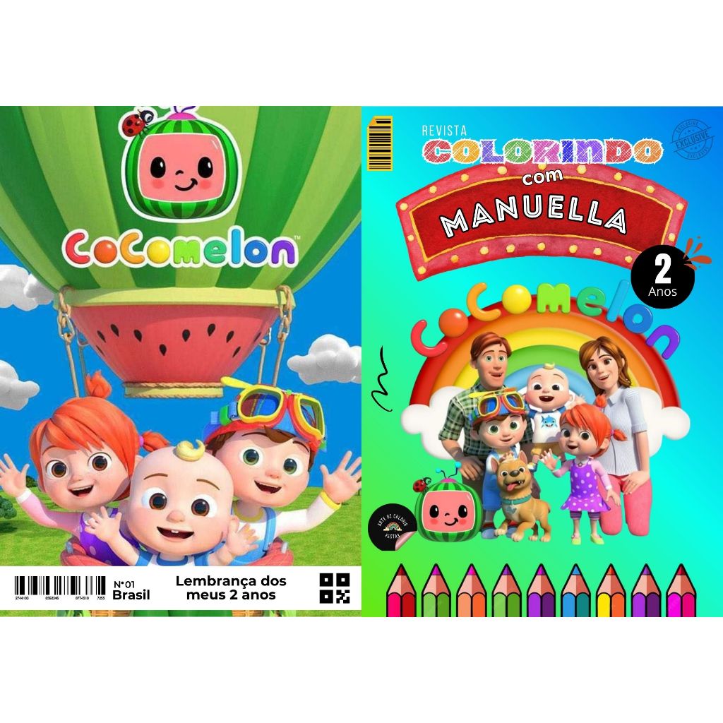 20 Revistinha de Colorir Personalizada Cocomelon Lembrancinha Aniversário Infantil