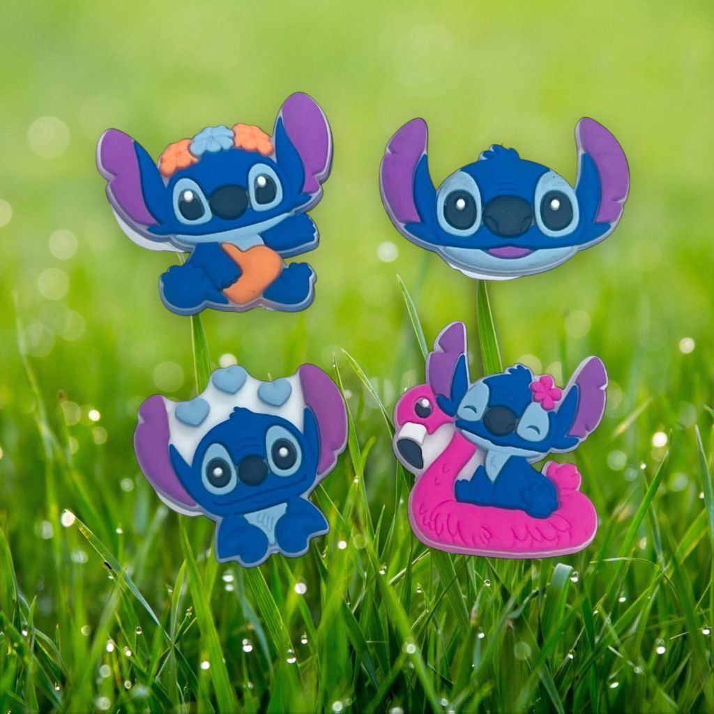 Kit Charm 4 Pin Emborrachado Botões Jibbit Babuche Croc Stitch Azul Verão
