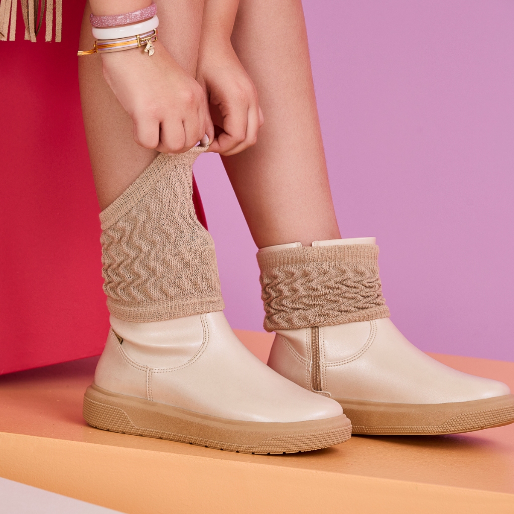 Bota Infantil 2 em 1 Cano Médio com Polainas Pampili em Oferta na Shopee