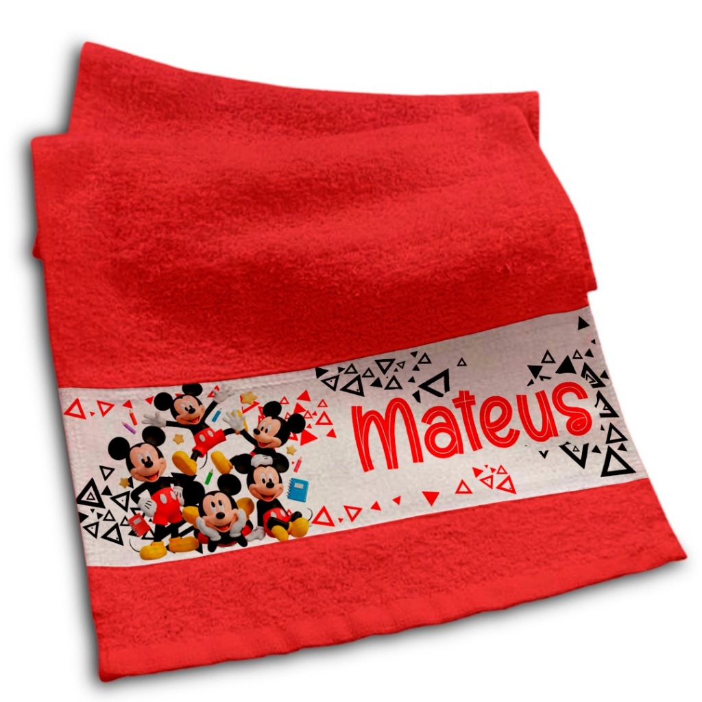 Kit 3 Toalhinhas Mickey 2026 Cute Escolar Lavabinho Personalizada com Nome Linda Delicada