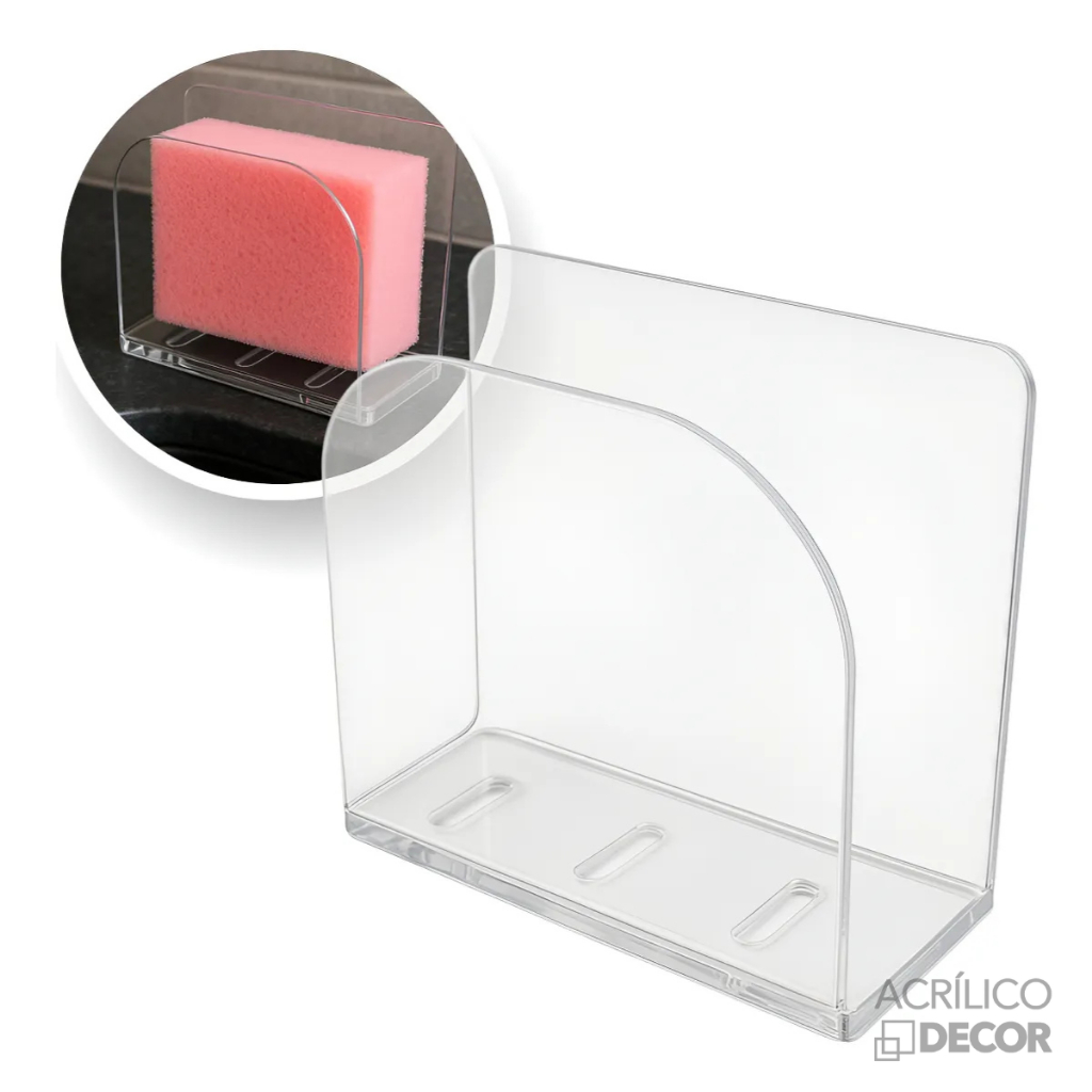 Suporte de Esponja de Cozinha/Banheiro em Acrílico - Gancho para Bucha, Organizador Multifuncional