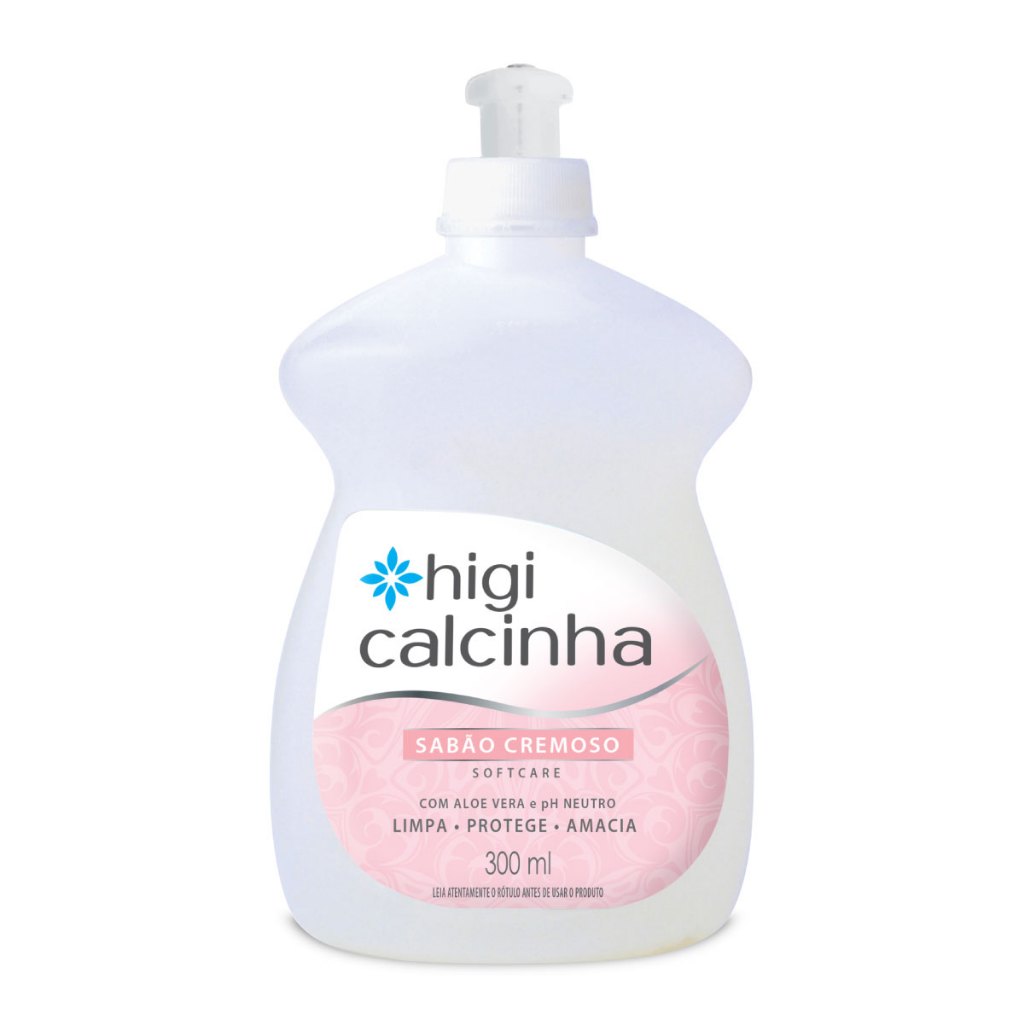 Higi Calcinha Softcare 300ml Sabão Cremoso Para Lavar Roupas Íntimas com PH Neutro, Aloe Vera e Branqueador Óptico