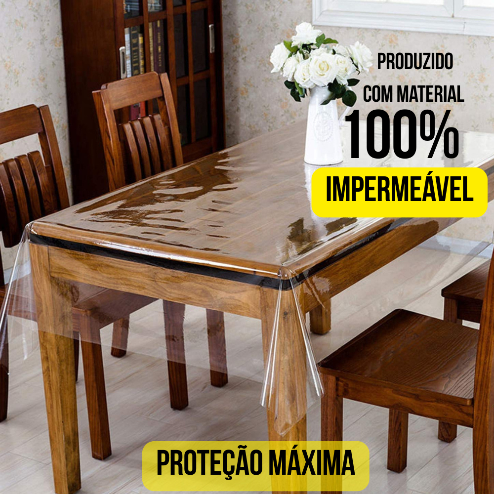 Toalha de Mesa Plástico 100% Impermeável PVC 2,4,6 e 8 Lugares Transparente Cristal Térmica