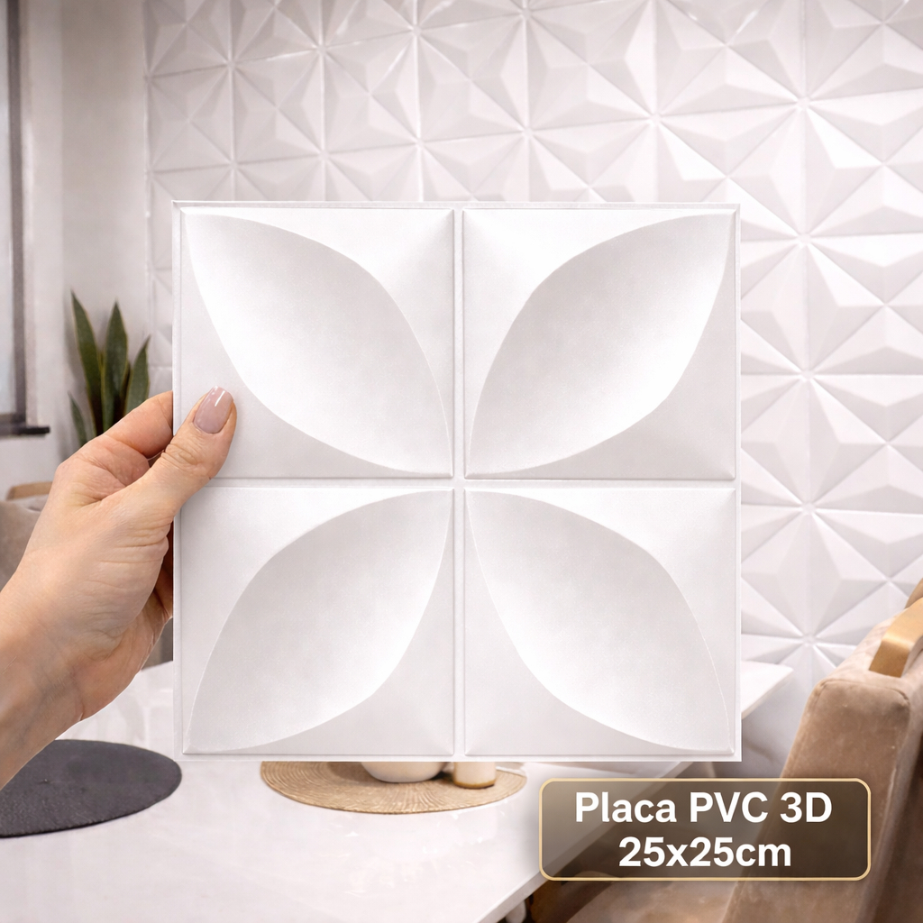 Kit Placas 3D em PVC 25x25 cm Revestimento Decorativo De Paredes