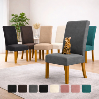 Capa De Cadeira Kit 4 e 6 Lugares Spandex Elástica Ajustável Lavável em Oferta na Shopee