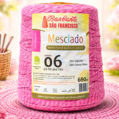 Barbante Mesclado Espessura N6 Cone De 690m 720g Linha de Crochê Tapetes Souplás Fantasia