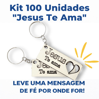 Kit 100/50/30/10 Chaveiros Jesus te Ama Coração Vazado MDF Branco Lembrancinha Religiosa Fé Igreja em Oferta na Shopee