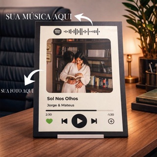 Quadro Spotify com Foto Personalizado com Suporte | Presente para Casal e Namorados MDF 3mm em Oferta na Shopee