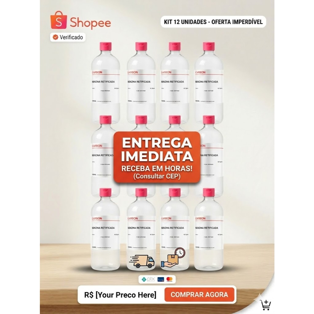 Kit 12 Litros Carbon - Benzina Retificada 100% Pura Para Uso em Oferta na Shopee