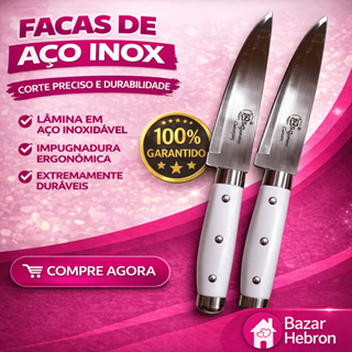 Kit 2 Faca Profissional Cabo de Plastico Cozinha Inox SUPER CORTE Carnes Churrasco Facas do Chef em Oferta na Shopee
