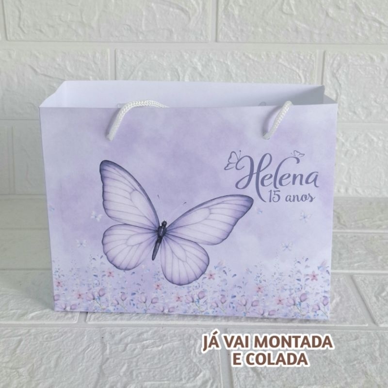 Sacolinha Personalizada Borboleta  lilás 15 anos ( já vai montada) Lembrancinha |Aniversário |Festa Infantil