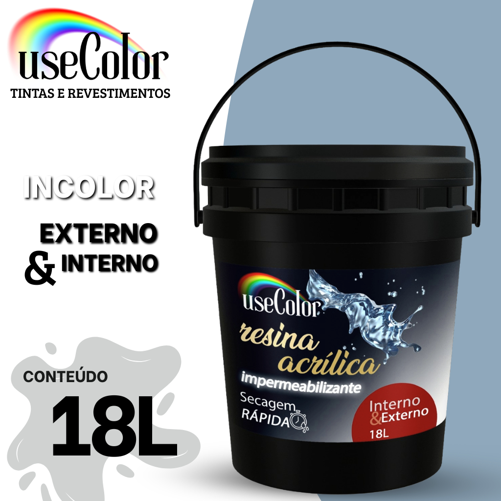 Resina Acrílica Impermeabilizante 18L  Incolor Secagem Rápida Acabamento brilhante Base Água Multiuso