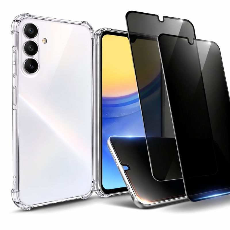 Kit 3 em 1 Capinha Transparente + 2 Películas Privacidade 3D Samsung Galaxy A17