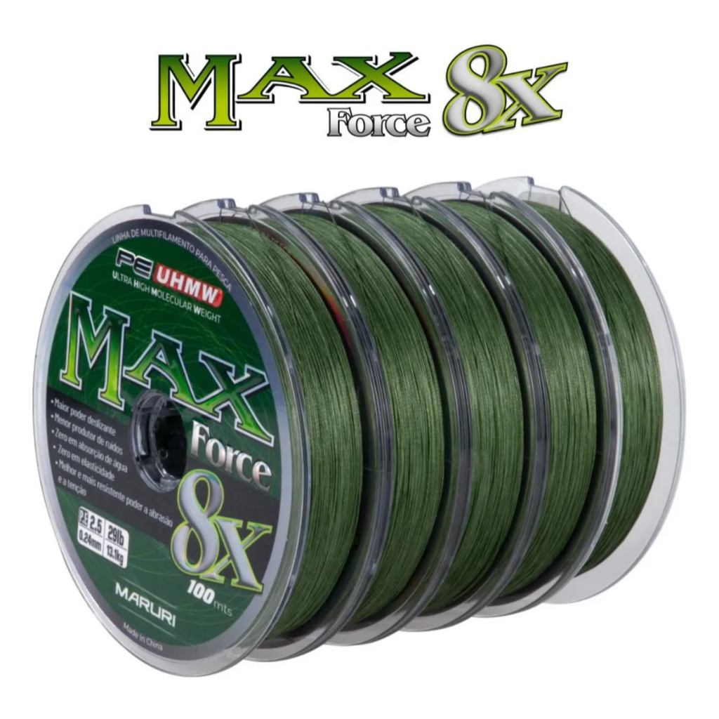 Linha Maruri Multifilamento Mult Max Force 8x Verde 100m (Espessuras)