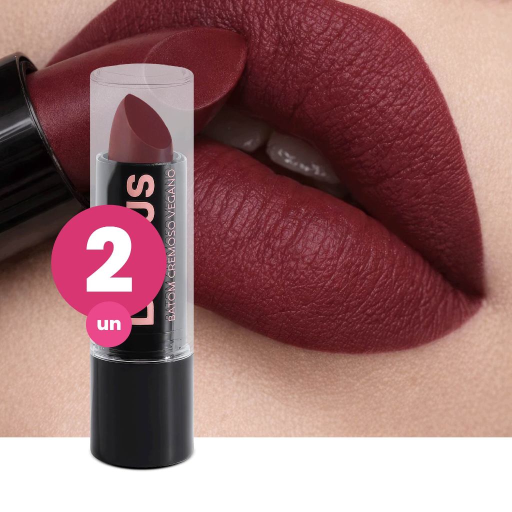 Kit 2 Batom Matte Vegano Dailus 10 Debochada Tom Vinho Intenso, Efeito Aveludado