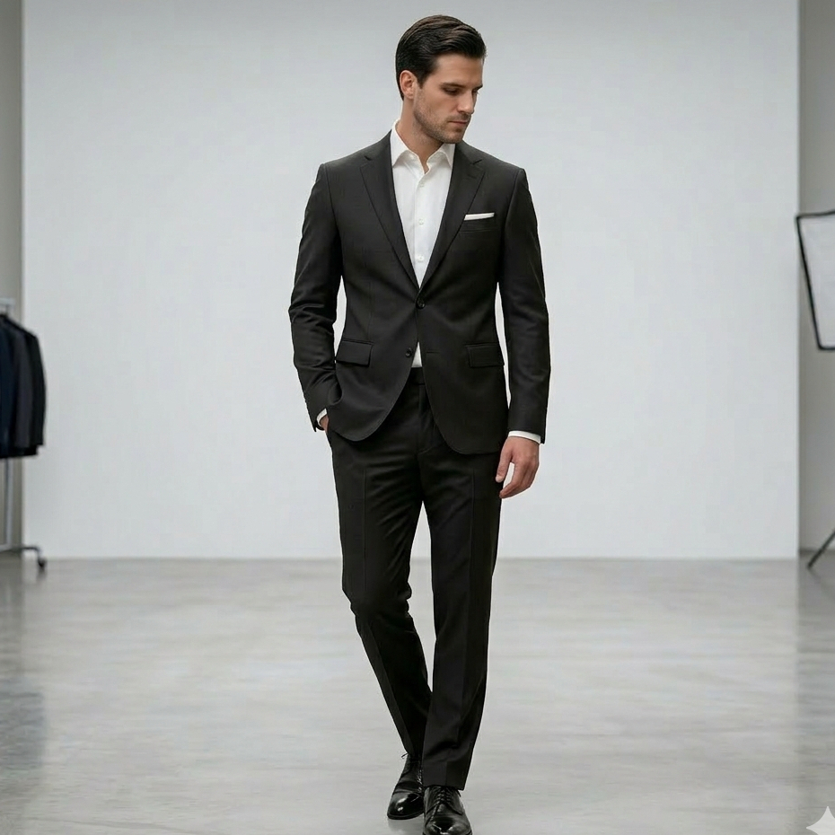 Terno Preto Social Estampa lisa Masculino Caimento Perfeito Tecido OXFORD (Paletó + Calça)