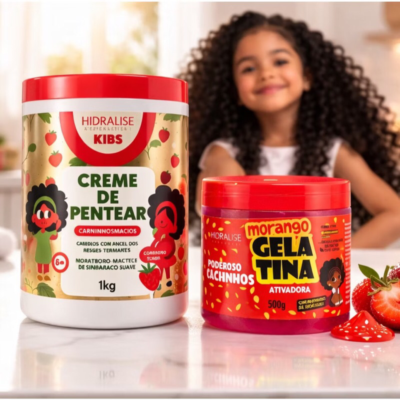 Kit infantil Creme para pentear 1kg+ gelatina modeladora  kids 500Gr cheirinho de frutas .Hidralize kids.