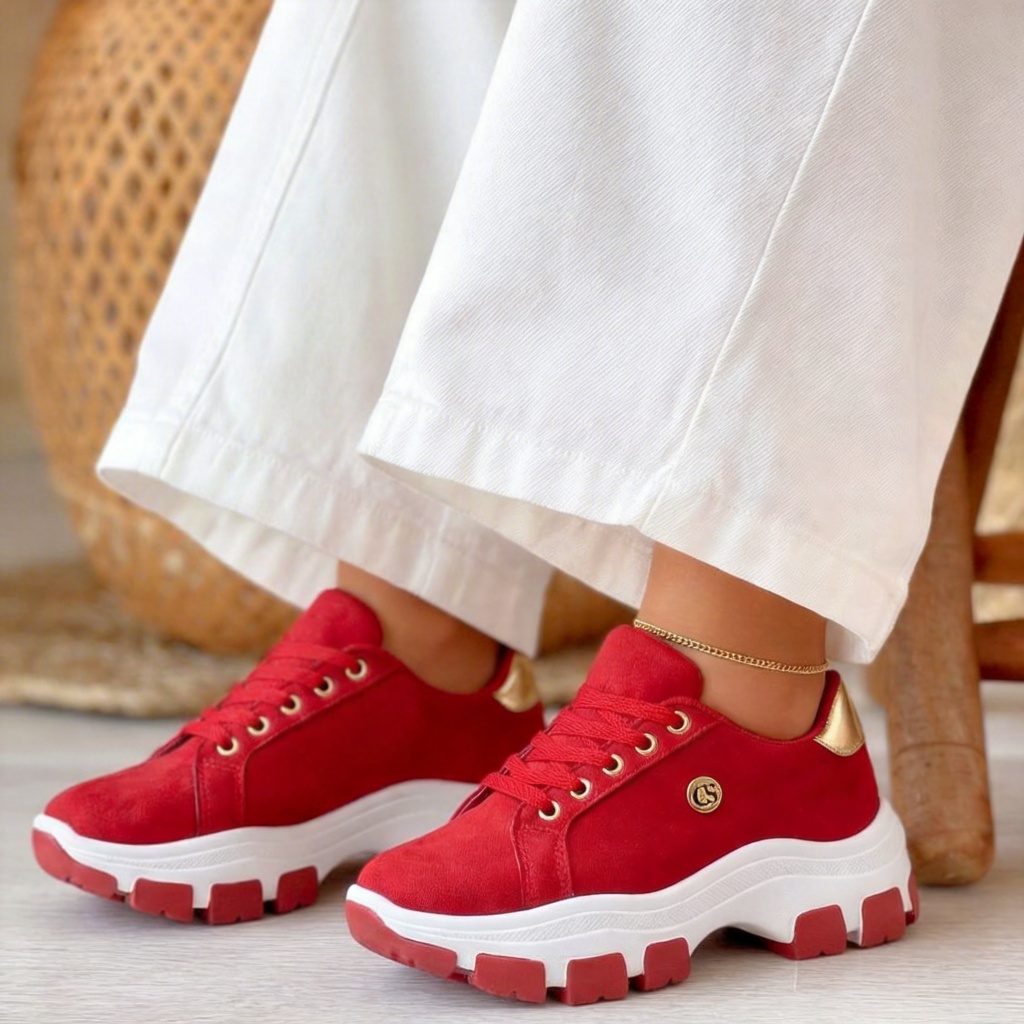 Tênis Feminino Plataforma Alta Casual Chunky Confortável Estilo Blogueira Moda Urbana Tendência