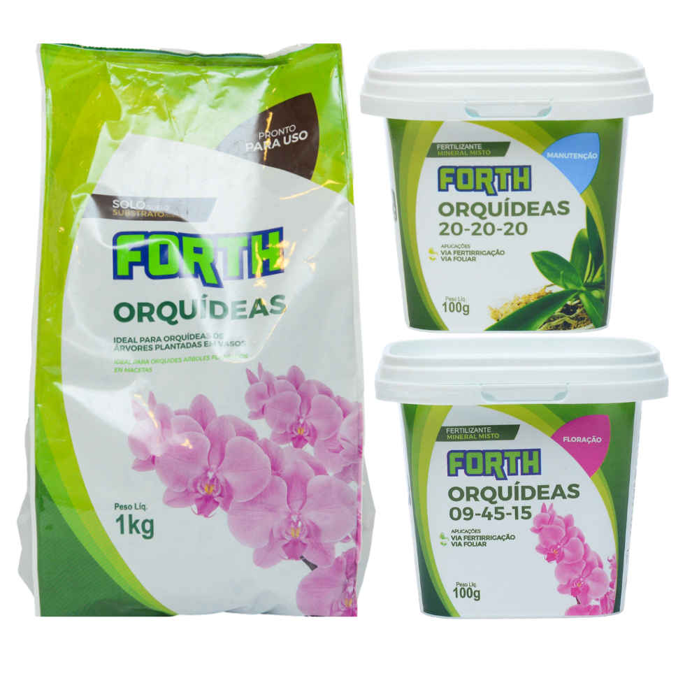 Kit Forth Orquídeas Substrato 1kg + Fertilizante Floração E Manutenção 100g
