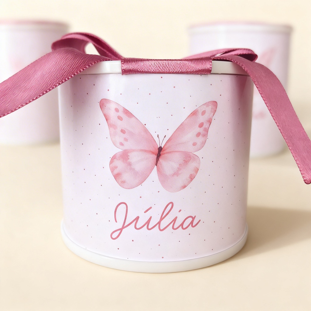 Kit Tubolatas Personalizadas 5x6 borboleta Lembrancinha Maternidade Chá de Bebê Aniversário