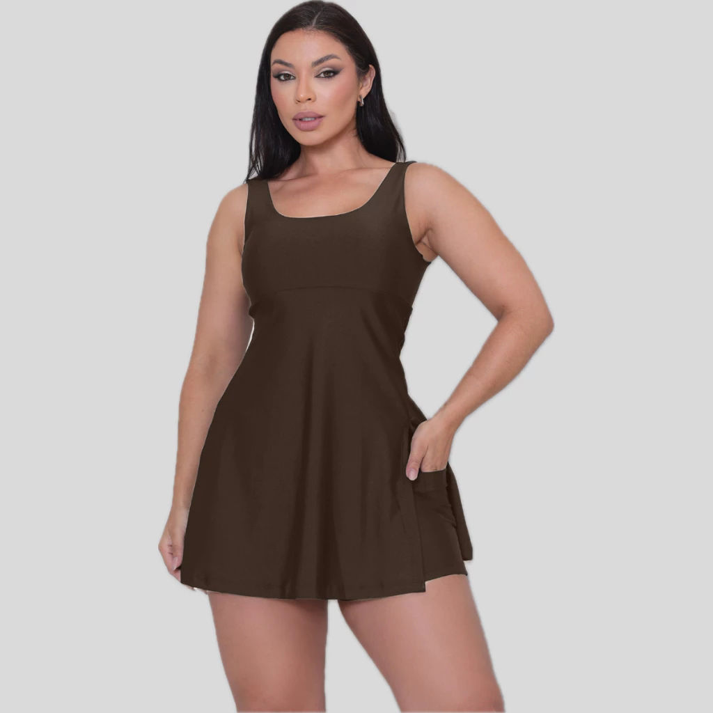 Conjunto Vestido Short Bolso Moda Praia Beach Tenis Feminino — imagem 1