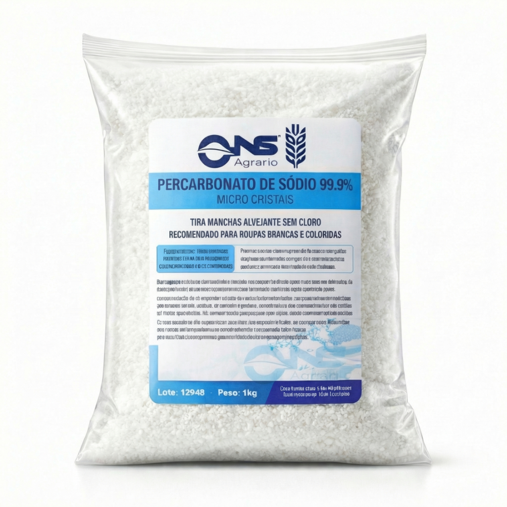 Percarbonato de Sódio 100% Puro Tira Manchas de Roupas Branca 1Kg - Oxigênio Ativo