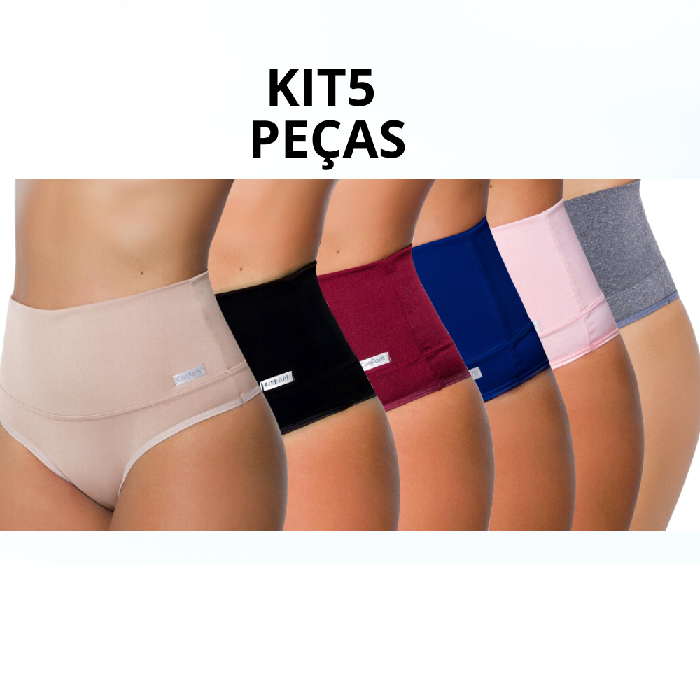 Kit 5 Calcinhas Cinta Modeladora Pós Parto Cós Médio Redutora De Medidas Seca Barriga Compreensão em Oferta na Shopee
