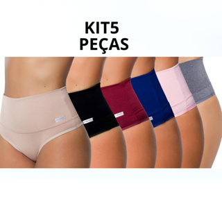 Kit 5 Calcinhas Cinta Modeladora Pós Parto Cós Médio Redutora De Medidas Seca Barriga Compreensão em Oferta na Shopee