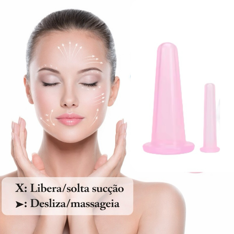 2Un Ventosa para Massagem Facial Vacuo Silicone copo sucção Facial para Rosto, Drenagem Linfática Facial, Lifting em Oferta na Shopee