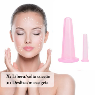 2Un Ventosa para Massagem Facial Vacuo Silicone copo sucção Facial para Rosto, Drenagem Linfática Facial, Lifting em Oferta na Shopee