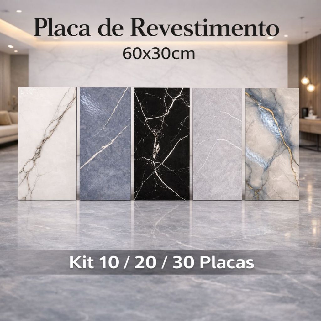 Kit Placa Revestimento Mármore Adesiva 60X30Cm - 3D