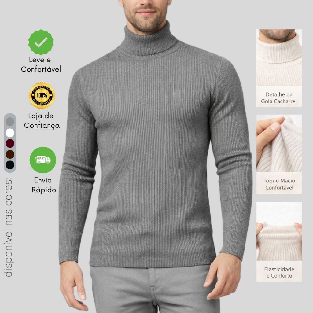 Blusa Canelada Cacharrel  Masculina em Oferta na Shopee