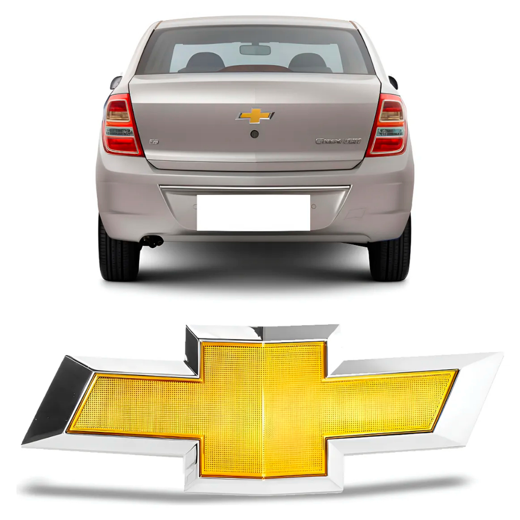 Emblema Chevrolet Cobalt 2013 a 2015 Dourado Gravata Porta Malas